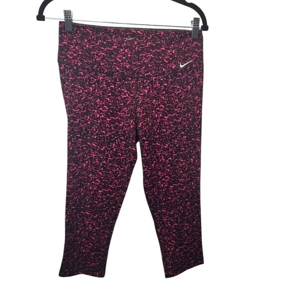Nike Pants - Nike Pro Hypercool Crop Leggings Pink Black Abstract Print Size S A38